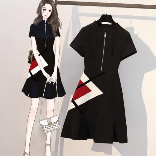 Plus size womens maxi sexy black party dress 2021 summer new foreign age reduction stitching clothes kawaii lolita prom Genuine