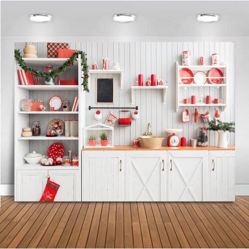 Christmas kitchen Backdrop for Photography Birthday Party Decoration for Background for Photo Studio Kids Children Banner
