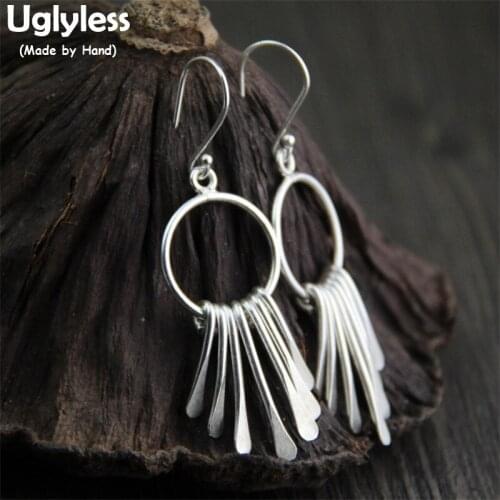 Uglyless Real 925 Sterling Silver Thai Handmade Exotic Tassels Dangle Earrings for Women Ethnic Party Dress Brincos Fine Jewelry