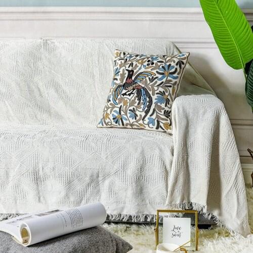 Nordic Jacquard Sofa Knitted Tassel Cover Blanket For Office Nap Travel Shawl Casual Soft Air Condition Blankets Tapestry Decor