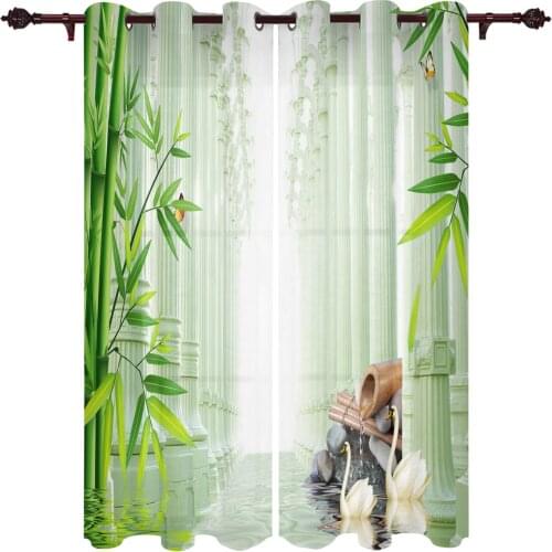Modern Curtains Bamboo Forest Swan Pillar Baby Room Bedroom Creative Curtains Kitchen Living Room Terrace Valance Curtains