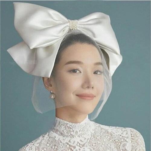 Wedding Veil Short Tulle Ivory Double Bowkont Face Bridal Veils Hair Clip for Elegant Bridal Headwear Accessories 2021