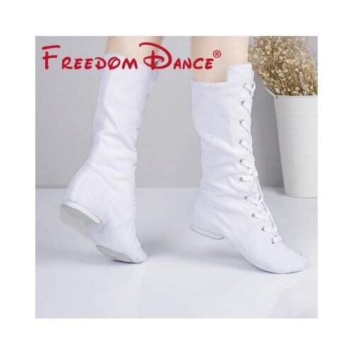 Dance Shoes for Women Sport High Jazz Boots for Girls Lace-up Soft Soles Ballet Shoes Gym Fitness Home Shoes Dancing Sneakers