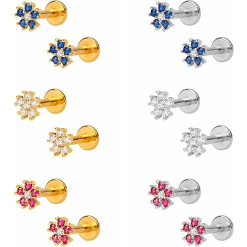 Exquisite Luxury CZ Piercing Stud Earrings 925 Sterling Silver Ear Needle Five Crystal Fashion Jewelry Earrings Birthday Gifts