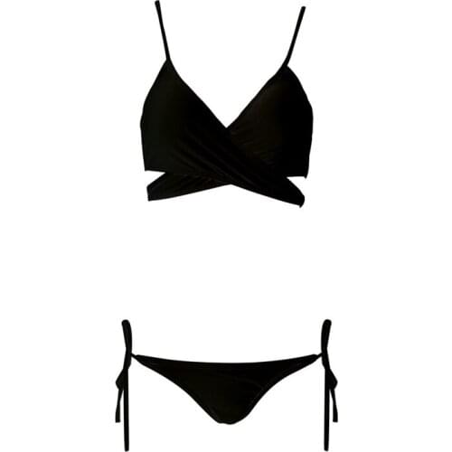 2021 New Summer Sexy Solid Color Bikini Basic Design Split Type Bathing Suit for Woman Black Blue White Pink 5 Color Optional