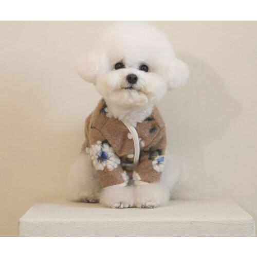 Winter Lamb Woolen Flower Pet Dog Clothes Warm Dog Jacket Coat Vest For Puppy Small And Medium Pets Soft Clothing Chihuahua