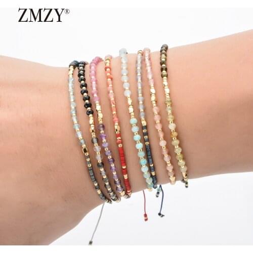 ZMZY Thin Cute Beads Miyuki Bracelet Natural Stone Bracelet Jewelry Charm Bracelets for Women Rope Chain Bracelet Love Gift