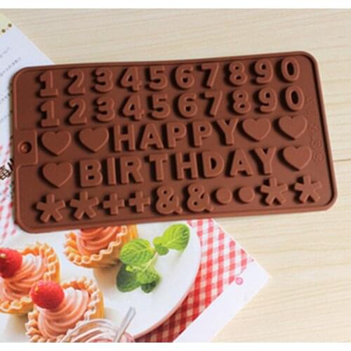 1PC Digital Form Silicone Cake Molds Sugar Fondant Soap Chocolate Mould Food Grade Silicone Happy Birthday Cake Decorating Tools