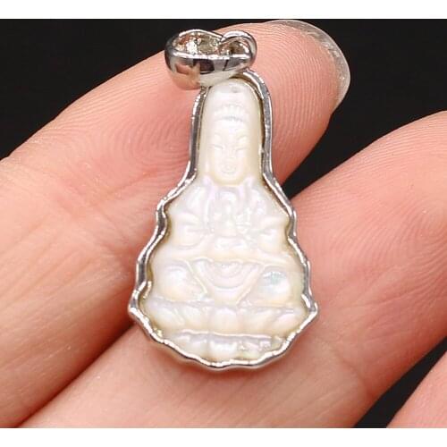 1pcs Natural Guanyin Shape White Shell Pendant Charm for Earring Necklace Jewelry Making Women Girls Trendy Gift Size 15x25mm