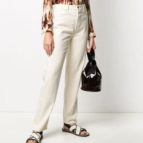 2021 Womens Solid Color Jeans High Waist Simple Zipper Female New Denim Pants