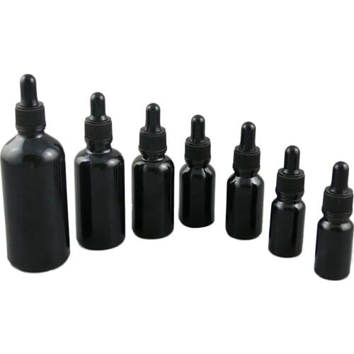 360pcs Shinny/ Bright Black Glass Dropper Bottle Essential Oil Display Vials Small Serum Perfum Sample Test Bottle 5ml - 100ml