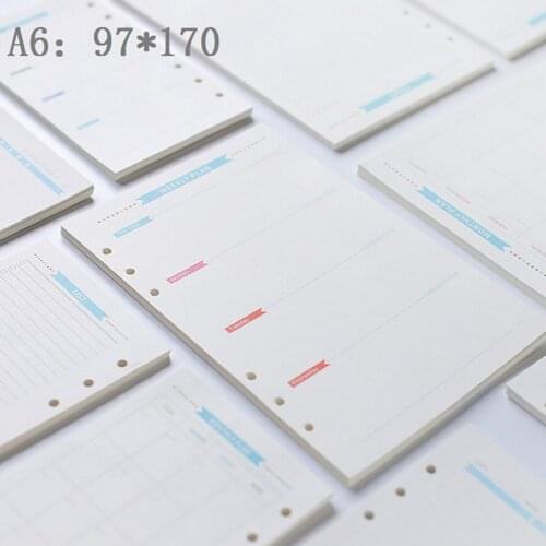 40 Sheets A6 Size 6-Hole Loose Leaf Filler Papers for Diary Weekly Monthly Notepad School Office Students Stationery Supplies
