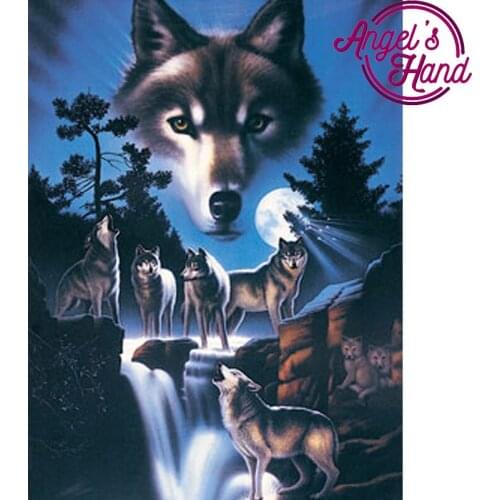 5d diy Wolves waterfall spuare&round 5d diamond painting crystal Painting full diamonds decorative diy diamond embroidery kits