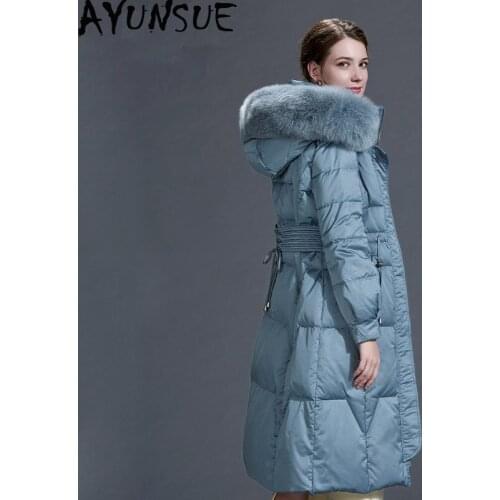 AYUNSUE Real Fox Fur Collar Down Jacket Winter Coat Women Clothes 2020 Korean Long Coat Female Warm Parka Manteau Femme Y864