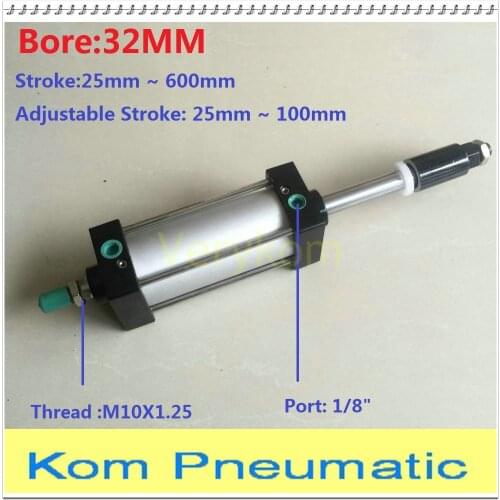 Free Shipping Pneumatic Airtac Type SCJ Adjustable Double Rod Action Air Cylinder Pistons Bore 32MM Stroke 50MM 100MM 200MM