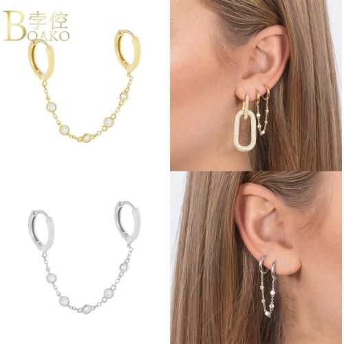 BOAKO 1pcs S925 Silver Earrings For Women Pendiente Piercing Ohrringe Hoop Earrings Brincos Aretes Girl Party Gift Fine Jewelry