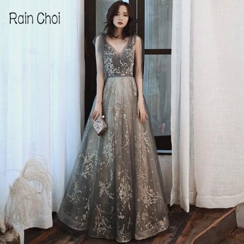 Long Evening Dresses 2021 V Neck Formal Prom Dress Sexy Evening Gowns