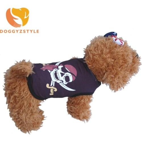 Breathable Dog Vest Summer Blouse Top Shirt Clothes Pet Cat Puppy Cotton Vests Skull Pirate Clothing Pets Costume For Small Dogs