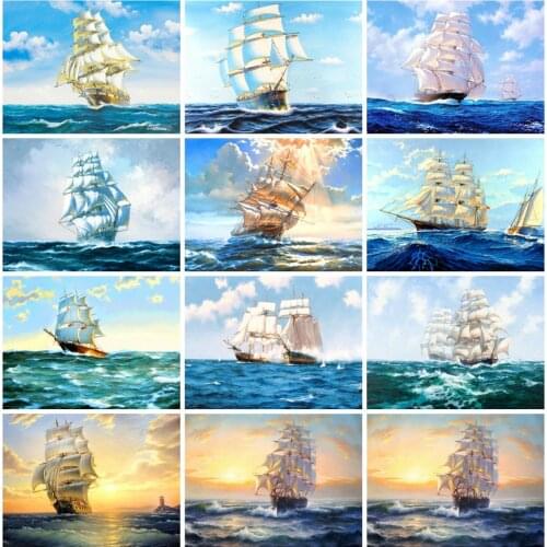 EverShine Diamond Mosaic Ship Cross Stitch Diamond Painting Landscape Rhinestones Art Bead Embroidery Handicraft Home Decor