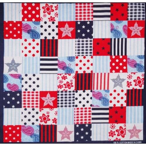 Cotton Square Bandanas Hip Hop Plaid Stitching Paisley Print Headband Windproof Face Cover Cycling Sports Neck Tie Headwrap