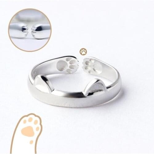 Shuangshuo Silver Plated Fashion Simple Jewelry Lovely Lucky Cat Ring Cute Animal Rings for Women Party Gifts