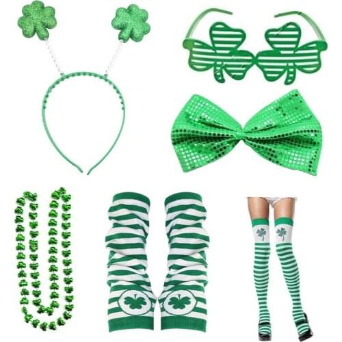 Creative Funny Costume Dress Up Props Lucky Green Glasses Irish Festival St. Patricks Day Decor Cosplay Socks Party Supplies