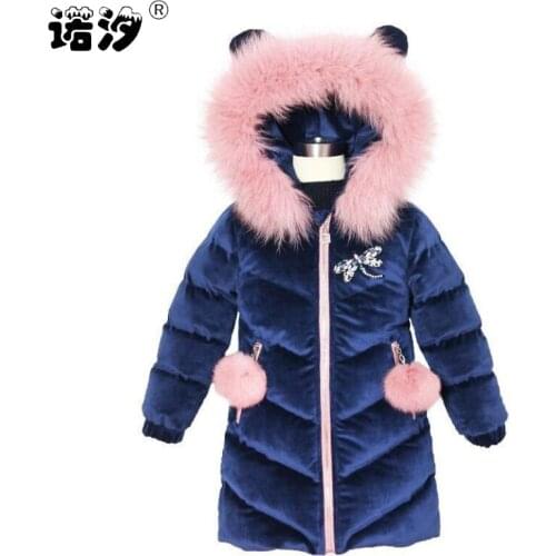Girls winter jacket baby thickening cotton long style fashion coat kids warmly coat baby girls outwear 3-11T children outwear