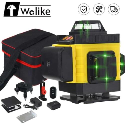 16 Lines 4D Laser Level Green Line Laser Leveling Device Green Beam Laser Level Self-leveling Horizontal Vertical Measure Tool