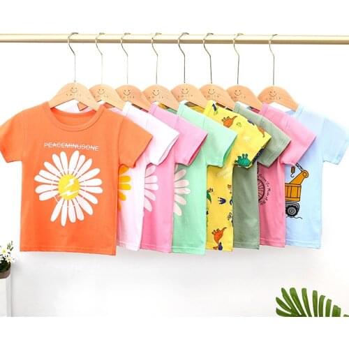 Summer Childrens T-shirt Cotton Cartoon Print Blouse Breathable Boys and Girls Short Sleeves Fashion Clothes