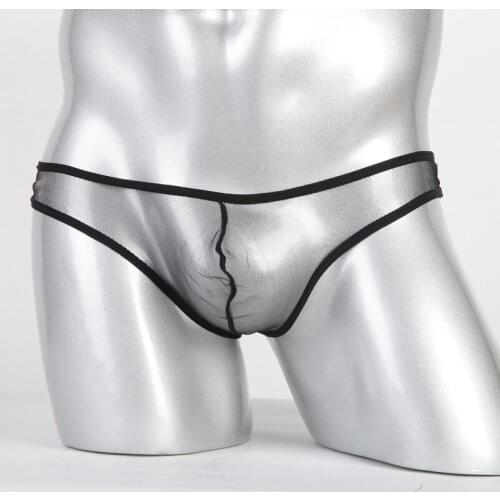 Mens Underwear Sexy Transparent G-String Thong Briefs Bulge Pouch Breathable Panties Perspective Male Bikini Underpants