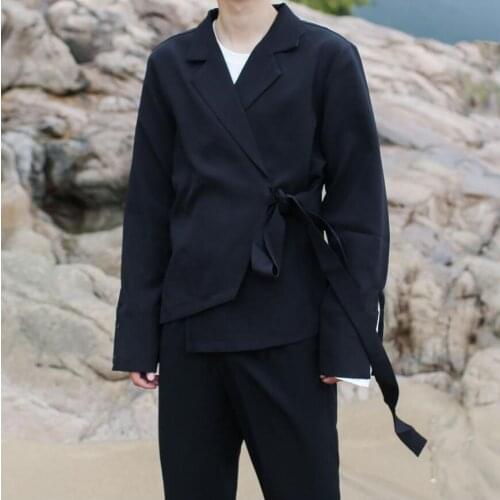 Small Suit Jacket Men Blazers Belt Design Asymmetric Hairstylist Personality One Single Breasted Single West Suit S-5xl Original