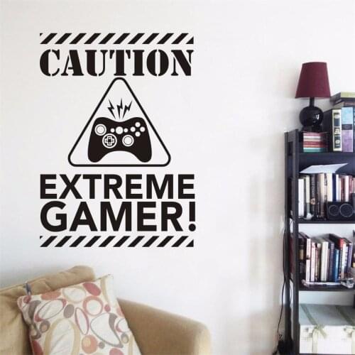 YOYOYU Decal Caution Extreme Gamer Wall Decal Video Games Wall Sticker for Kids/ boys Bedroom Wall Decor Art Mural Y026