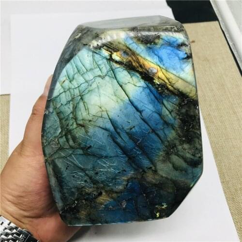 Natural Crystal Moonstone Raw Gemstone Ornament Polished Quartz Labradorite Handicraft Decorating Stone Healing