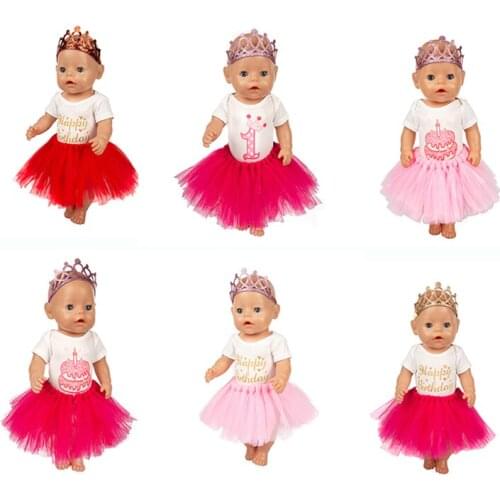 New Birthday dresses set Doll Clothes Fit For 43cm baby Doll clothes reborn Doll Accessories