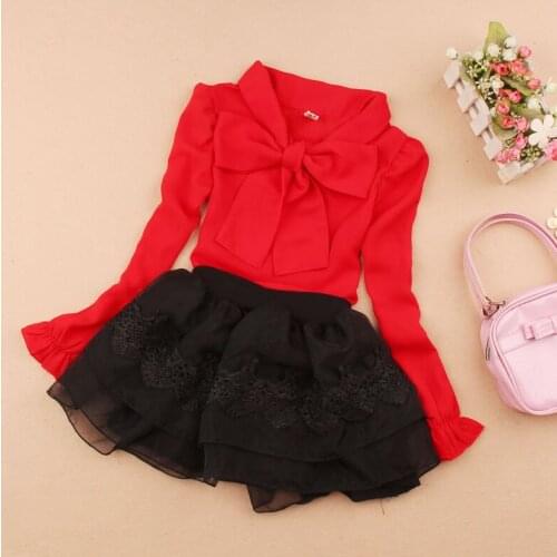 Baby girls clothes 2019 Autumn children clothing school girl blouse cute bow chiffon child shirt kids clothes age 1-16Y