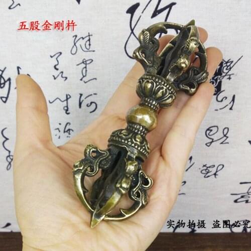 Wholesale Buddhist supplies Exorcise evil spirits talisman Tibet Buddhist practices brass 5-strand Jin Gang chu Vajra phurpa