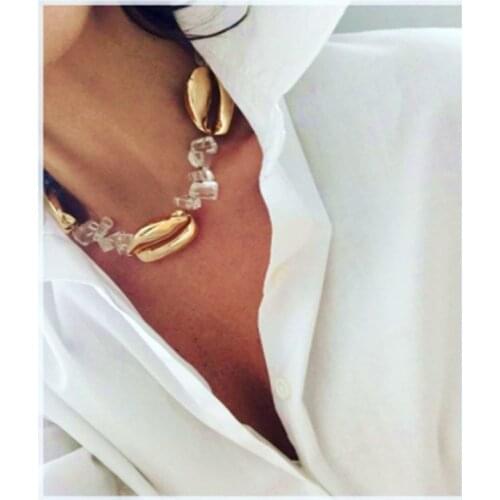 Baroque fashion shell necklace collares natural stone crystal quartz NECKLACE collier women erkek kolye choker necklace Boho