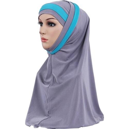 Hijab Scarf Femme Musulman Soft Forehead Cross Double Color Joint Islamic Headscarf Muslim Womens Fashion Applique Shawls Wraps