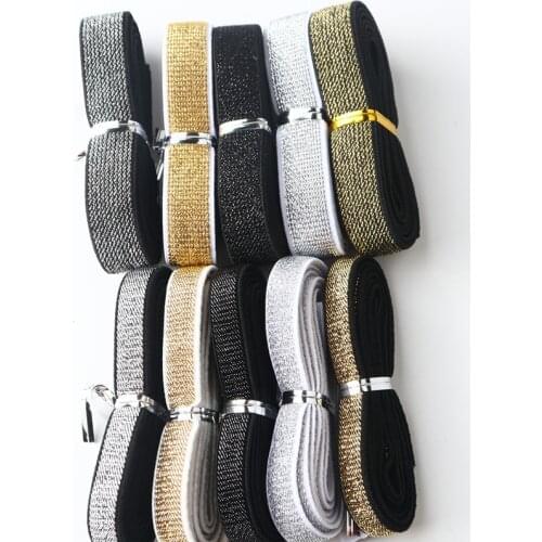 1M Gold Wire and Silver Wire Flat Elastic Band Gold Silver Elastic Sewing Rubber Band Diy Clothing Belt Jewelry Sewing Accessori
