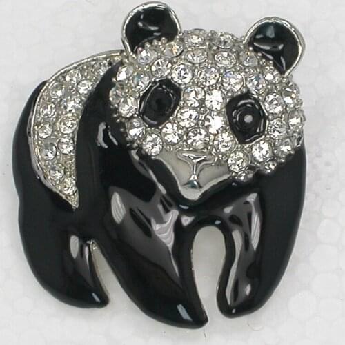 Clear Rhinestone Black Enamel Pin brooches C924 A
