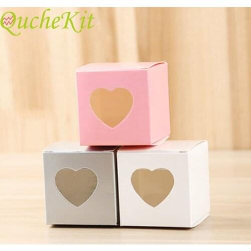 50PCS Clear Heart-Shaped Window Candy Box Favor Box Wedding Favors Gift Box Craft Paper Christmas Party Gift Packaging Box