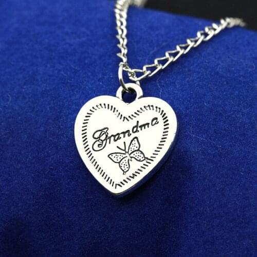 RONGQING 1pcs Fashion GRANDMA Letter Alphabet Pendant Necklace Silver Color Shiny Simple Necklace Chain for Women Jewelry Gift