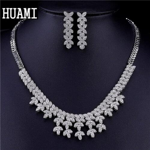 HUAMI Butterfly Stud Earrings Flower Necklace Jewelry Sets Bridal Wedding Women Costume Accessories Regalos Para Mujer Bijoux