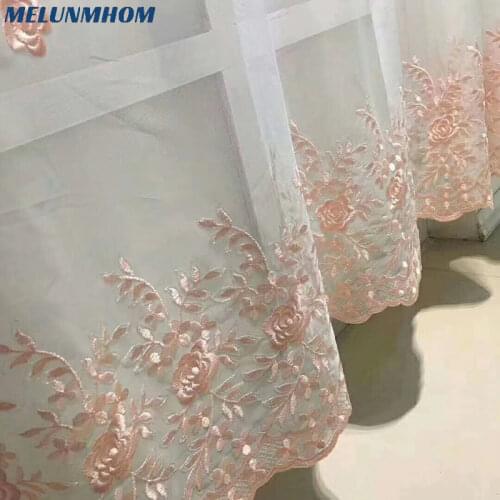 Curtains Dormitorio Cortina European Mesh Embroidery Rose Tulle For Princess Kids Bedroom Screen Sheer For Living Room