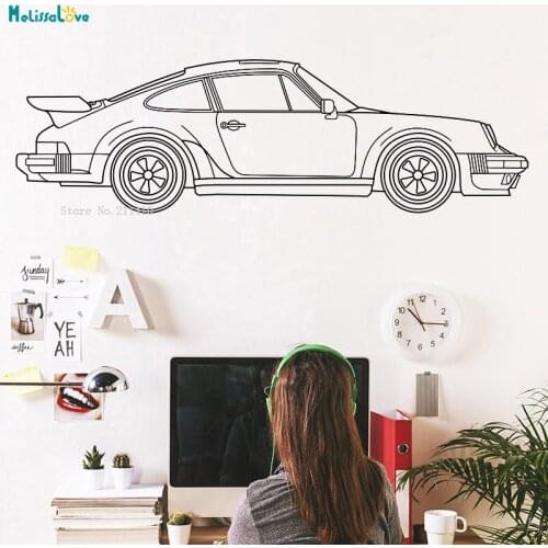 Sports Car Wall Decal Blueprint Art Classic Gift For Him Lover New Design Self-adhesive Home Décor Simple Line Design YT3882