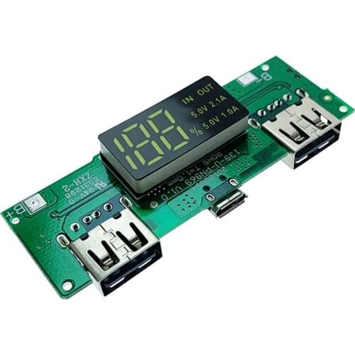 LED Dual USB 5V 2.4A Micro/Type-C USB Mobile Power Bank 18650 Charging Module Lithium Battery Charger Board Circuit Protection