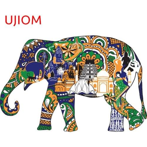 UJIOM Elephant with Indian Toilet Sticker Childrens Bedroom Decoration Moisture Proof Vinyl Wall Stickers Funny Cartoon Decals