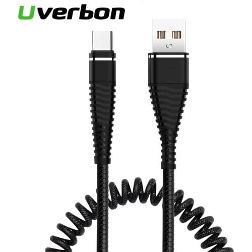 Uverbon Spring USB Cable Type C Fast Charging Data Line Spring Sync USB Charger Cable For XiaoMi Huawei Letv Samsung Micro USB