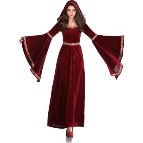 Wine Red Vampire Wizard Witch fancy Dress women kids cosplay costume Medieval Renaissance Evening Party Dresses halloween Gown