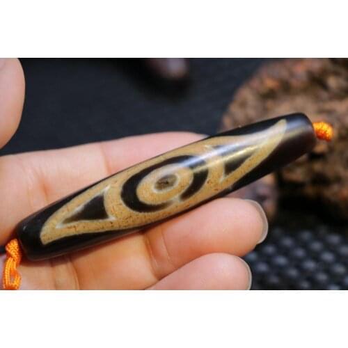 Magic Power Tibetan Old Agate 2 Buddha Eye dZi Bead Pendant 3A Amulet 79MM Lkbrother Sauces Top Quality Guranttee